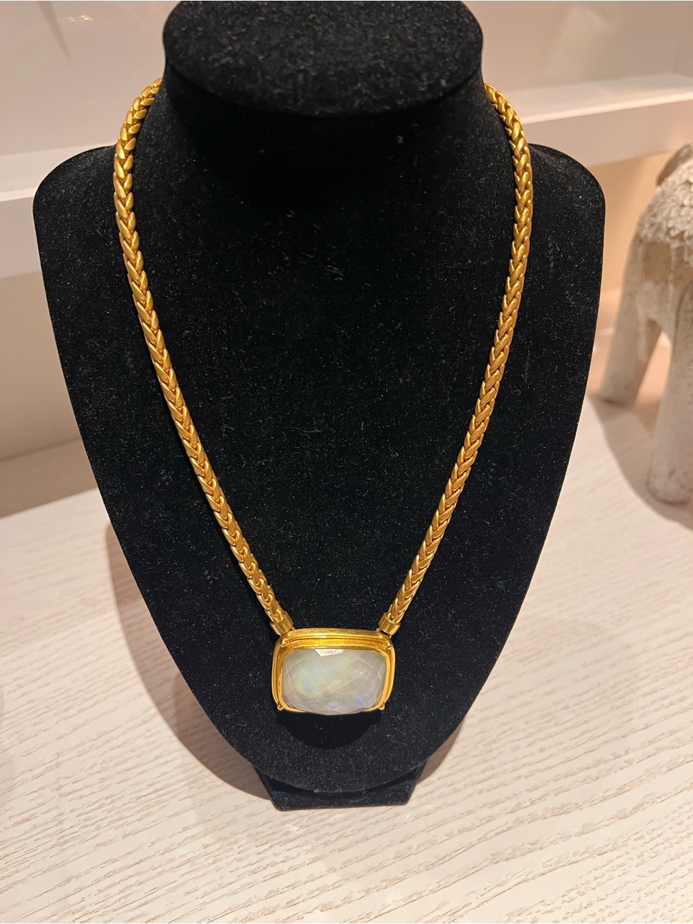 NWT- Julie Vos Gold-Tone Necklace with Iridescent Moonstone